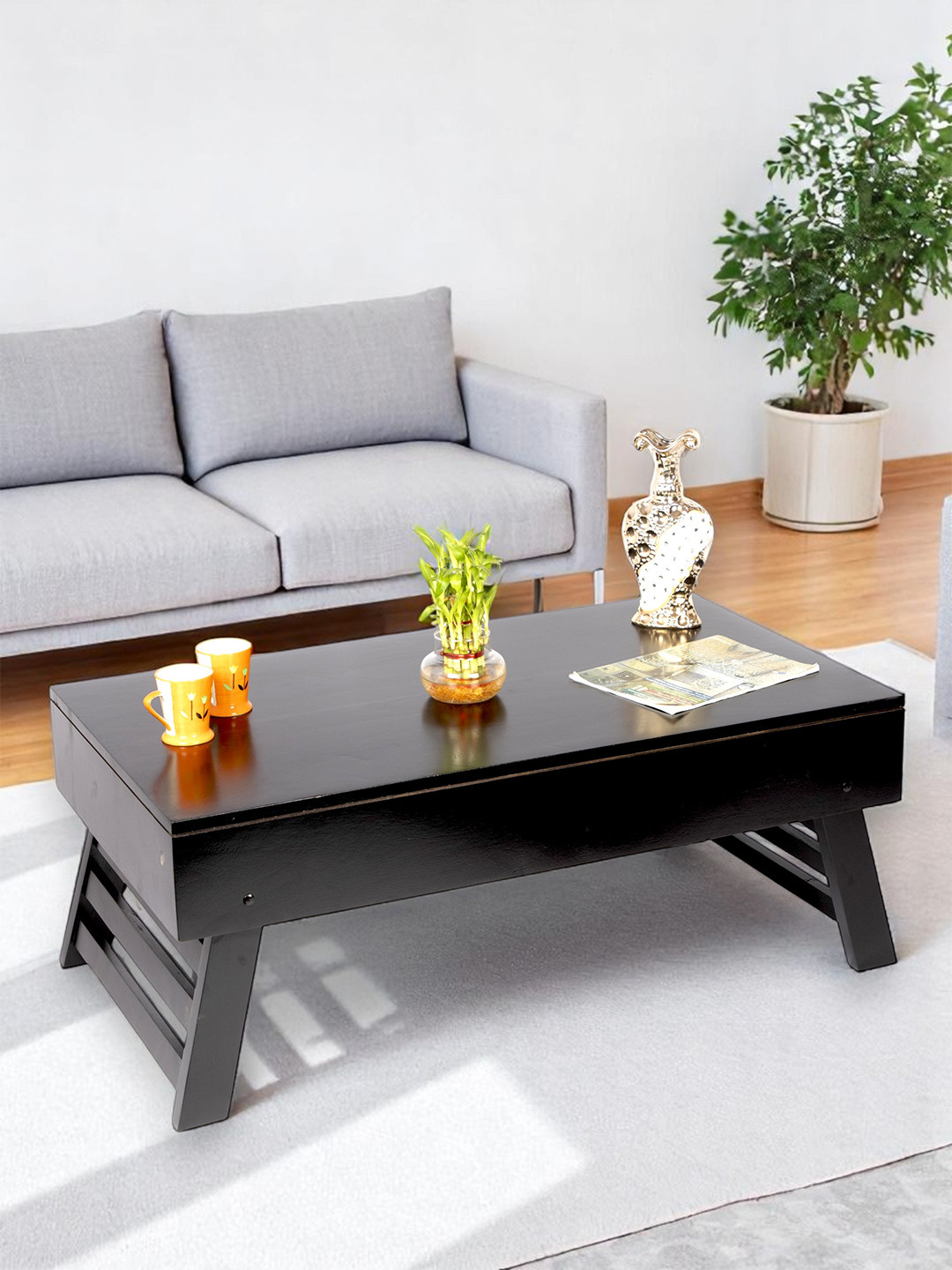 Ikiriya Sheesham Wood Contemporary Coffee Table In Extra Dark Mahagony Finish