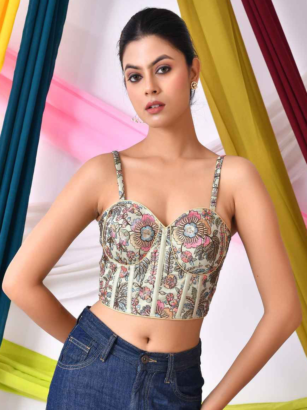 Amodini Designer Studio Embroidered Corset Saree Blouse