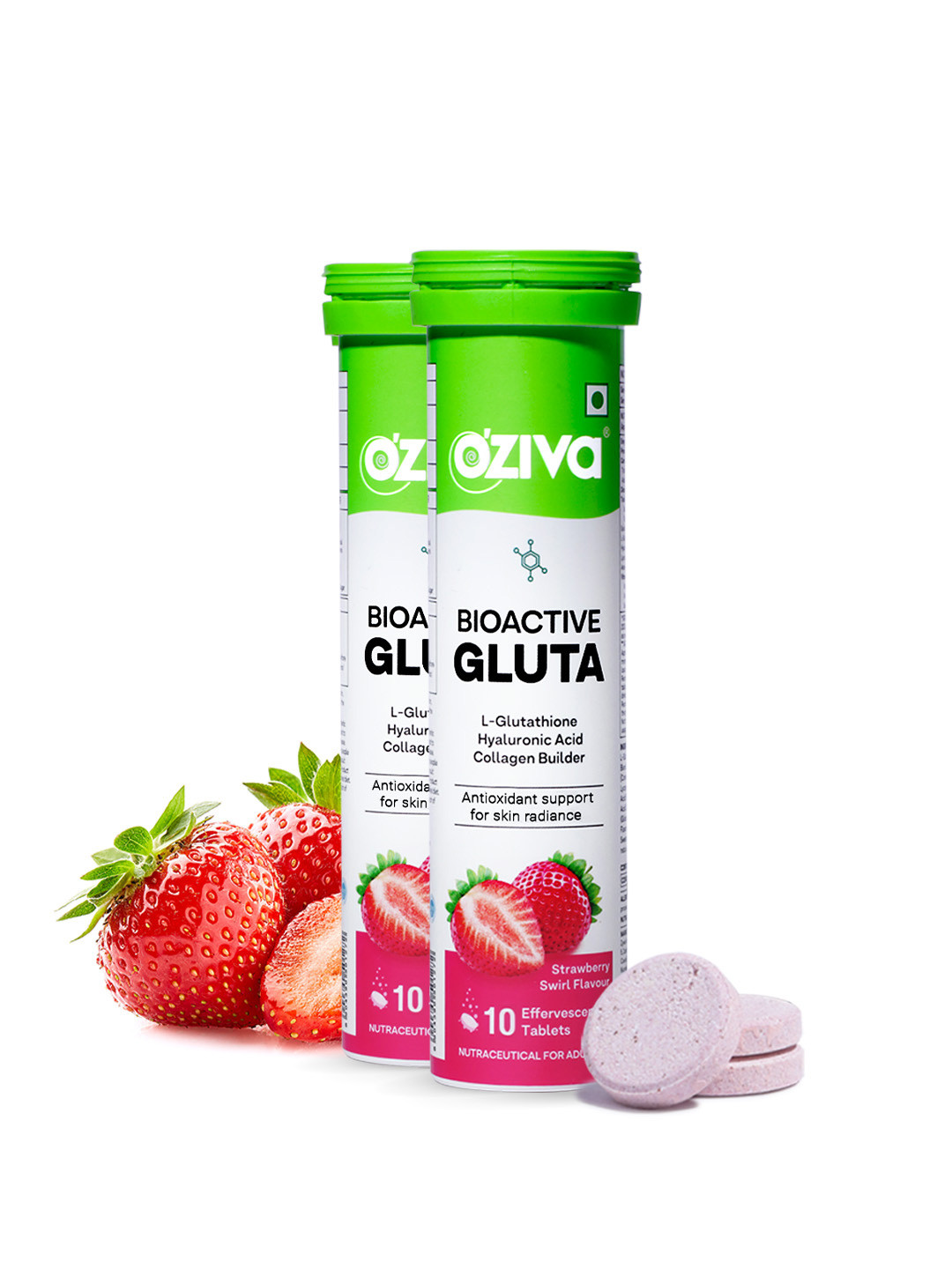 OZiva Set Of 2 Bioactive Gluta Effervescent Tablets - 10 Effervescent Tablets Each