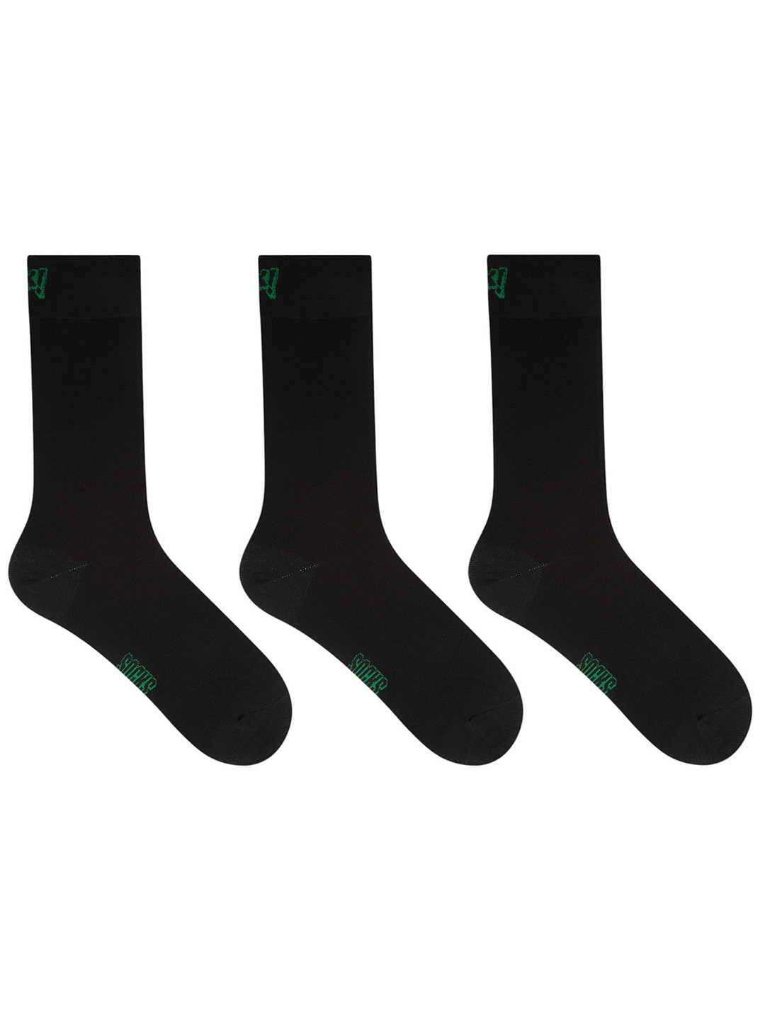Socksxpress Men Pack of 3 solid Black formal organic cotton crew length socks