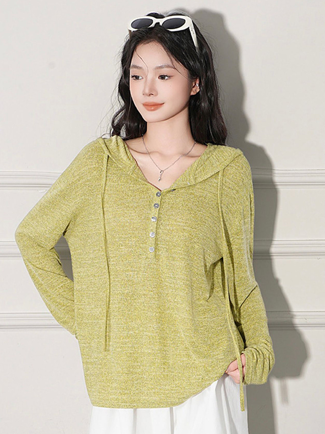 LULU & SKY Women Green Hooded Long Sleeves Top