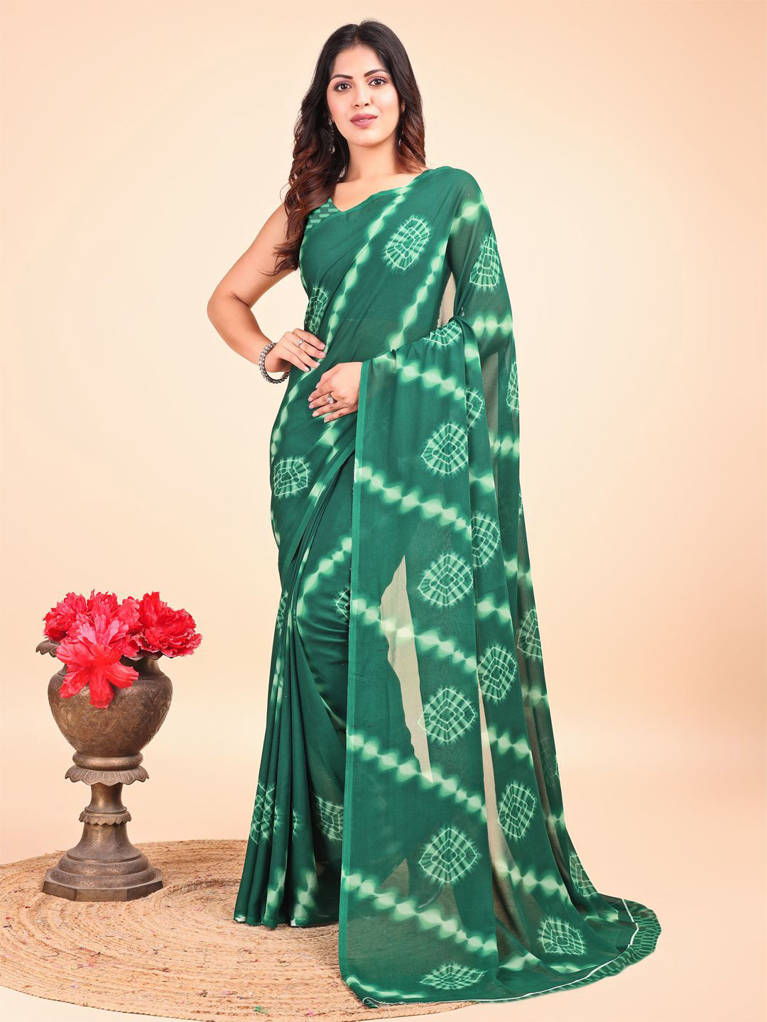 Leelavati Tie and Dye Pure Chiffon Saree