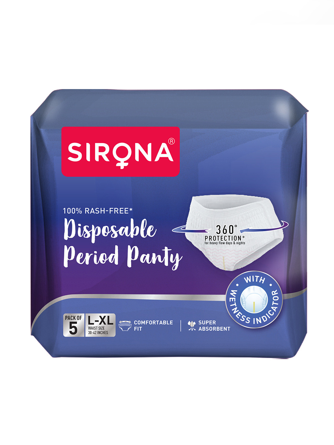 Sirona Super Absorbent 360 Degree Protection Disposable Period Panties L-XL - 5 Pcs