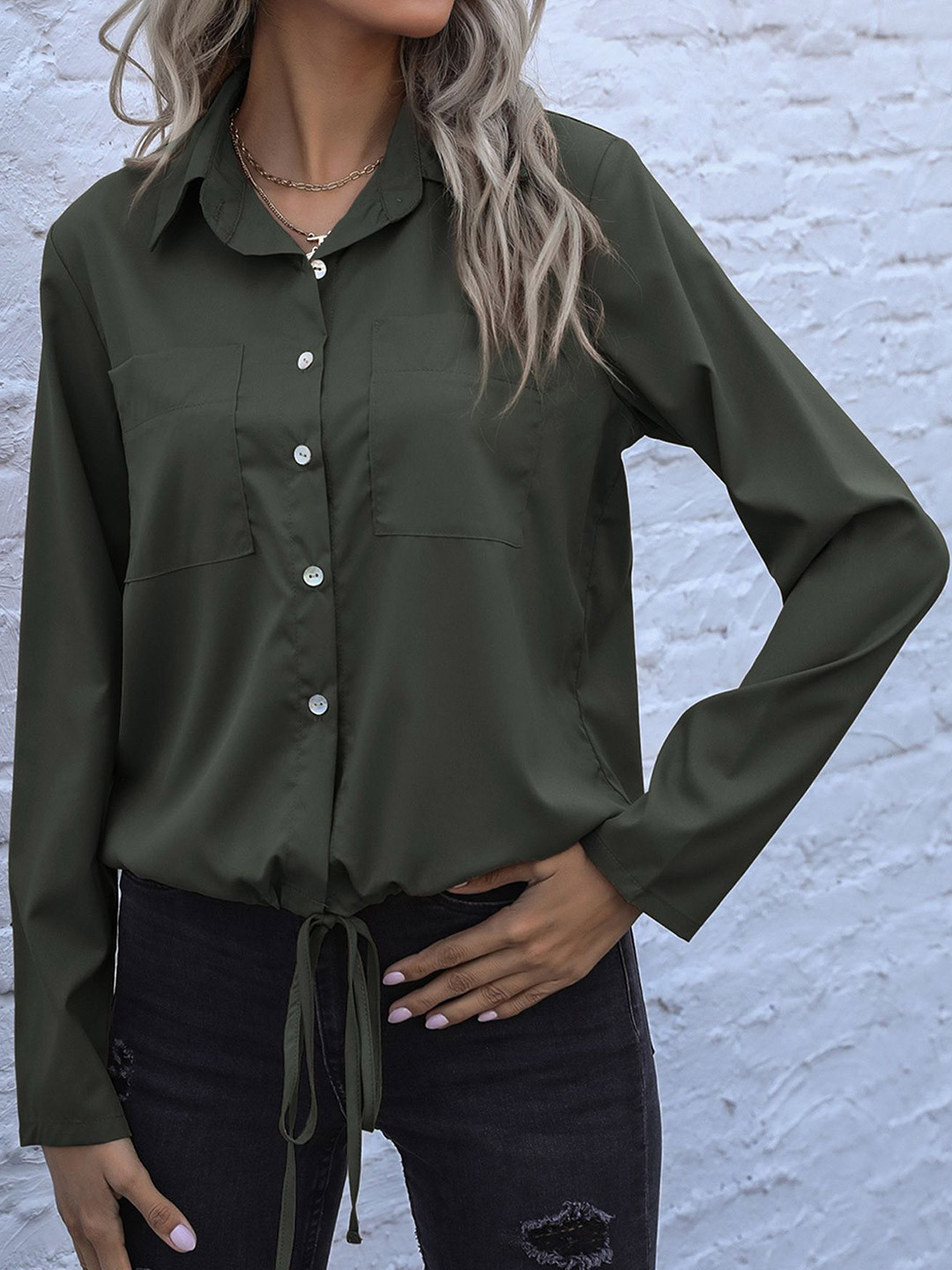 StyleCast Women Relaxed Fit Collared Button-Down Shirt