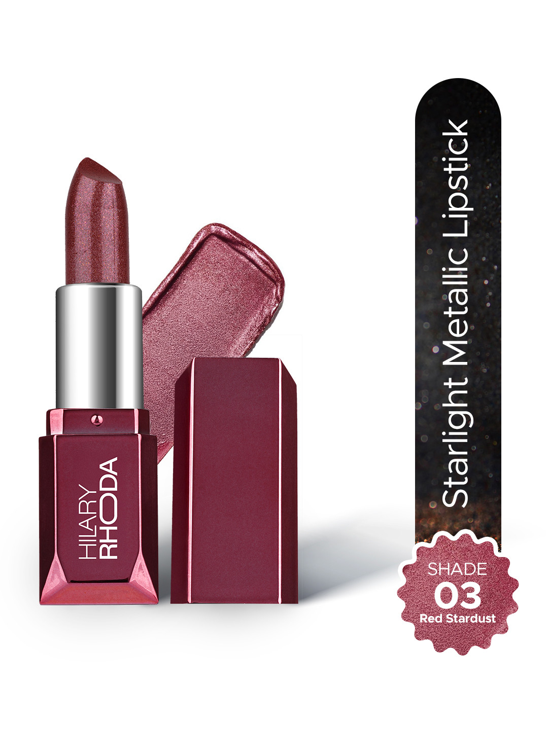 Hilary Rhoda Starlight Metallic Long Lasting Shine Glitter Lipstick 4g - Red Stardust - 03