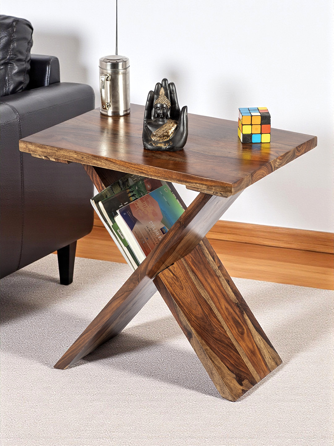 Ikiriya Sheesham Wood Tea Table / Corner Tables / Bedside Table In Teak Finish