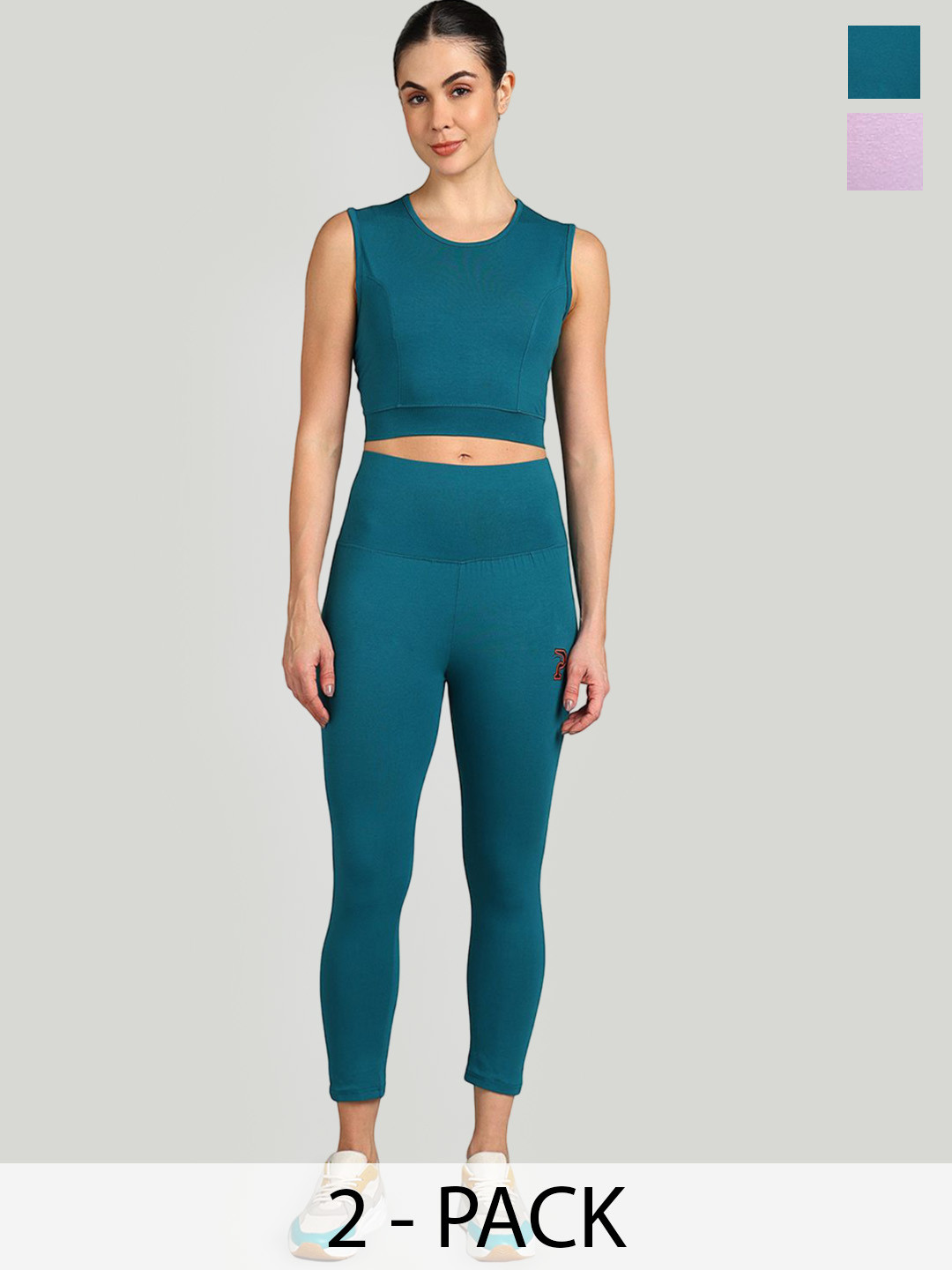 PAAVKI Pack Of 2 Sleeveless Round Neck Top With Trouser Sports