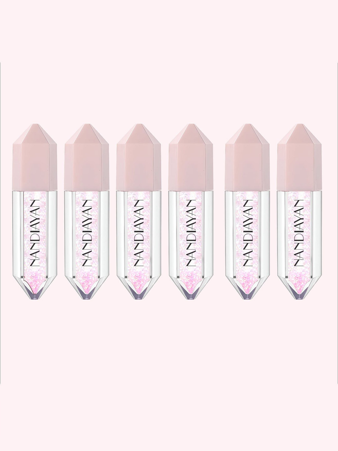 nandiayan Set Of 6 Smudge Proof Diamond Mini Lip Gloss - 1.5 ml Each
