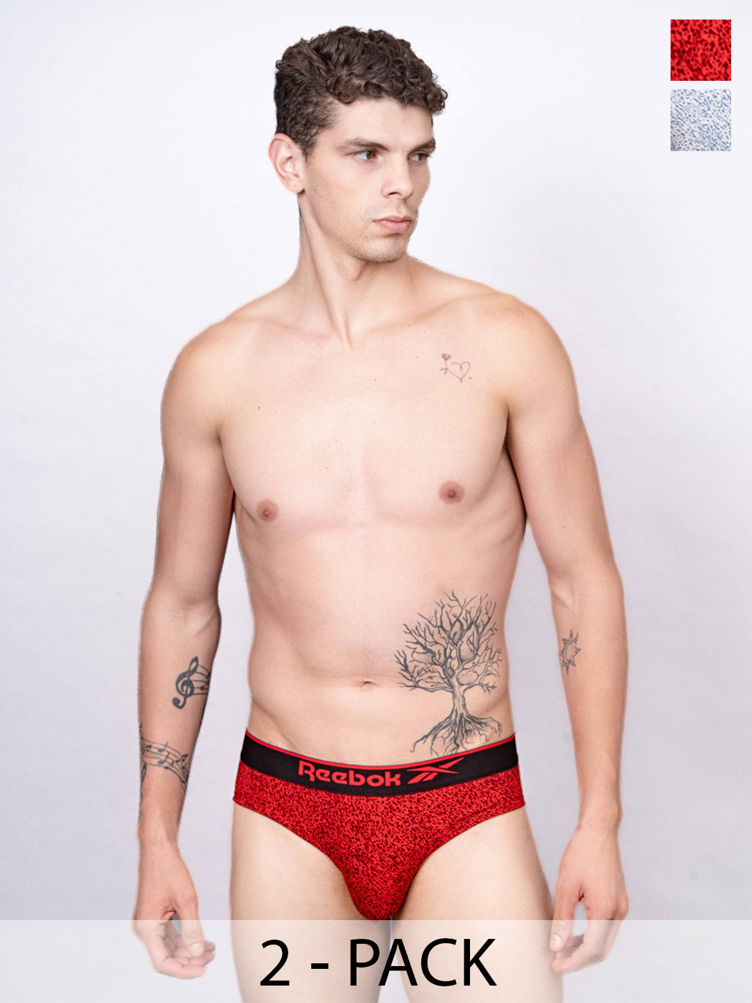 Reebok Pack Of 2 Low Rise Anti Bacterial Logo Detail Outer Elasticated Briefs