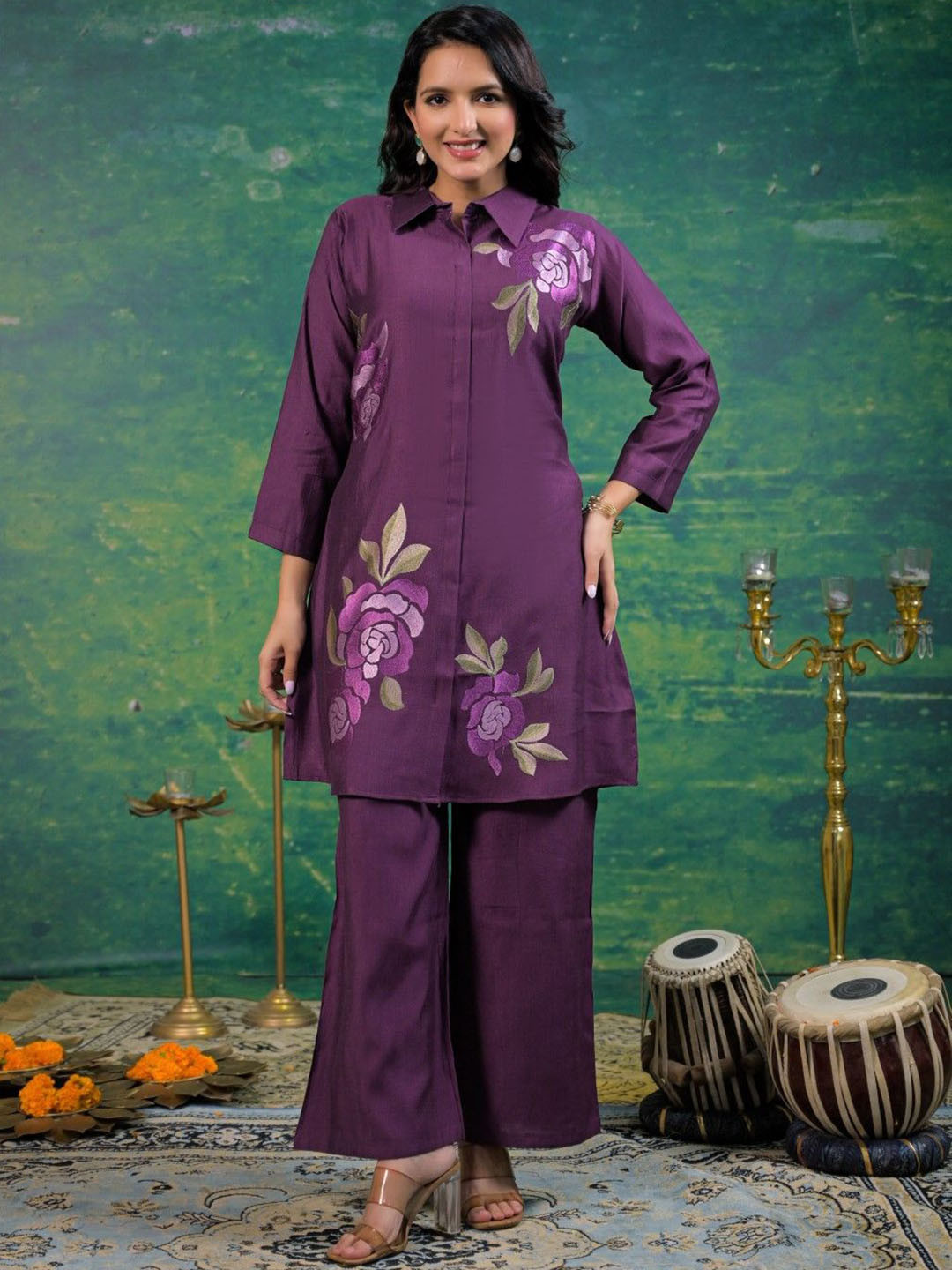 AUTUMN LANE Shanti Voila Embroidered Tunic With Trouser Co-Ords