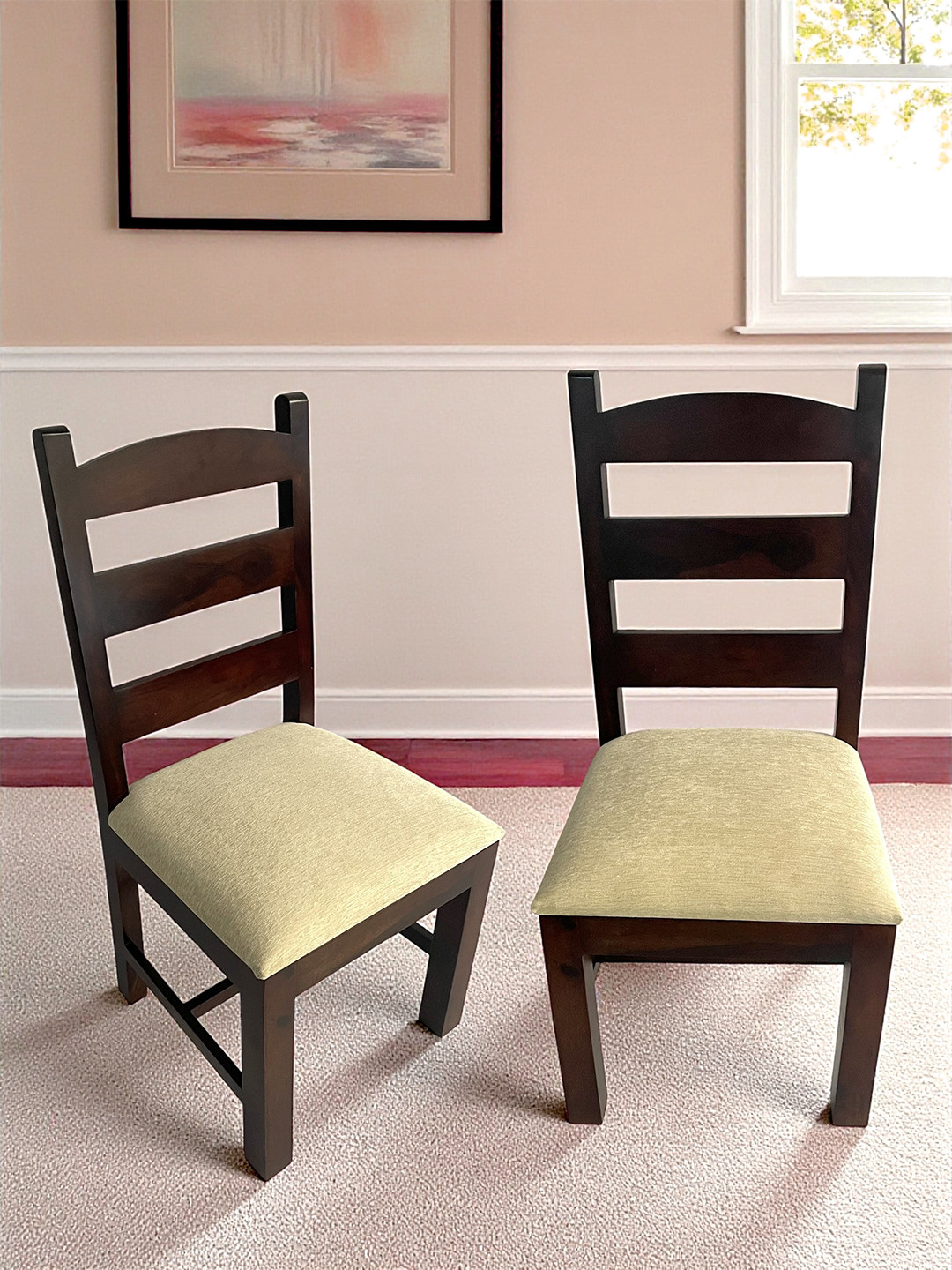 Ikiriya Sheesham Wood Accent Set Of 2 Dining Chairs In Dark Walnut Finish