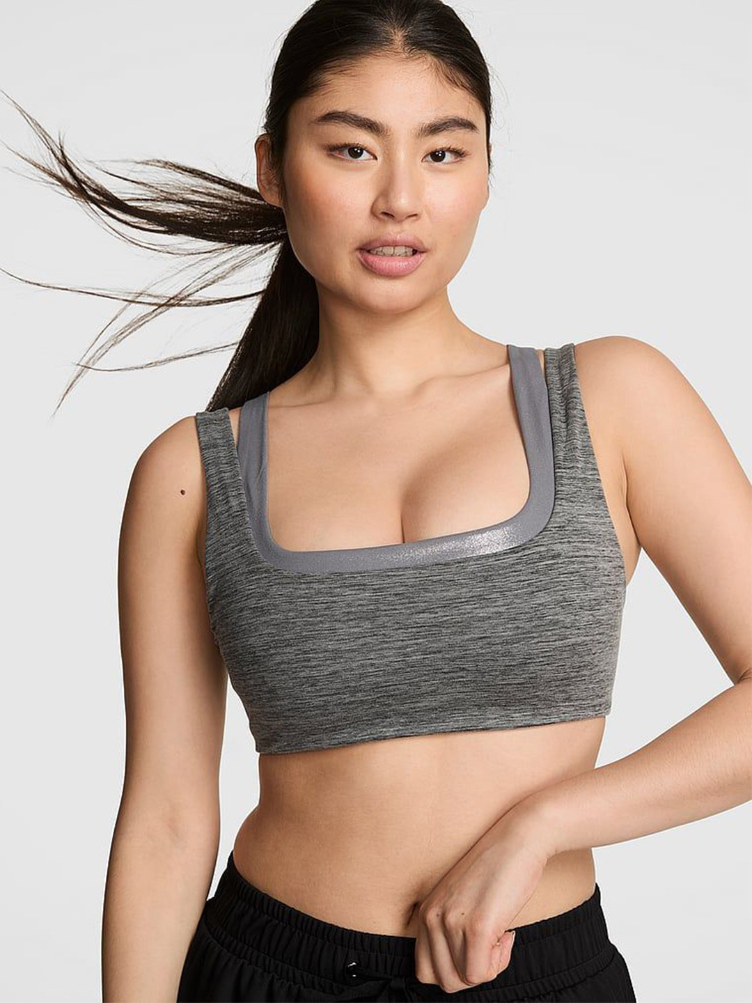 Victoria's Secret Medium Coverage Double Up Square-Neck Workout Bra