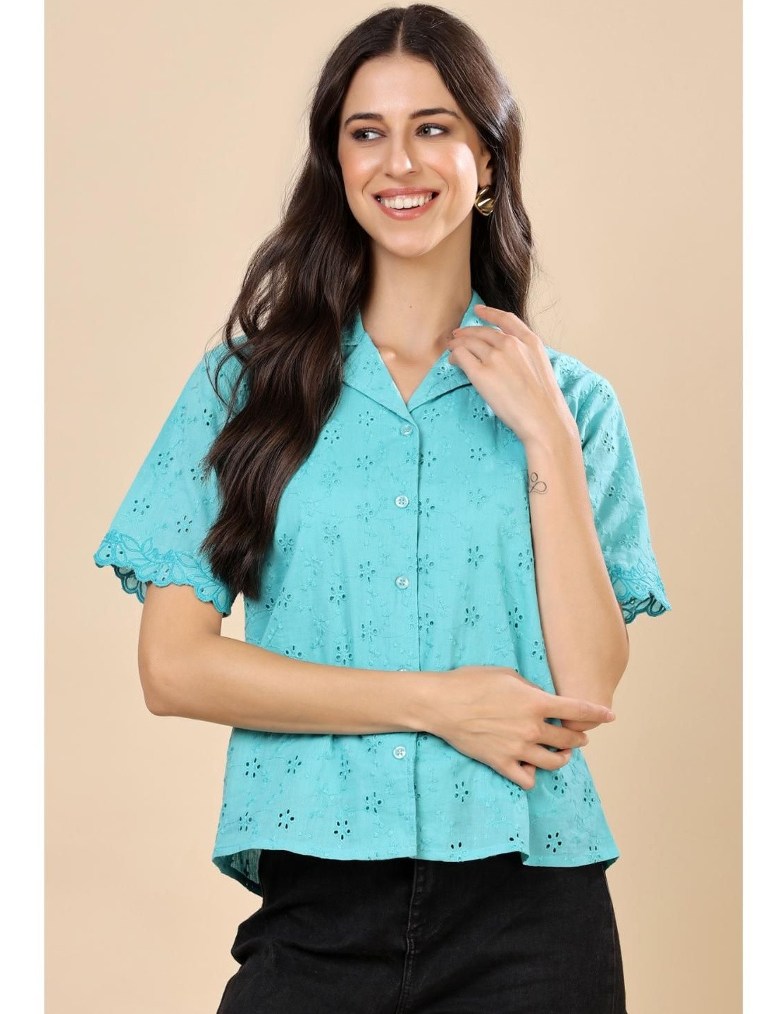 girlsify Women Cotton Embroidered  Tops