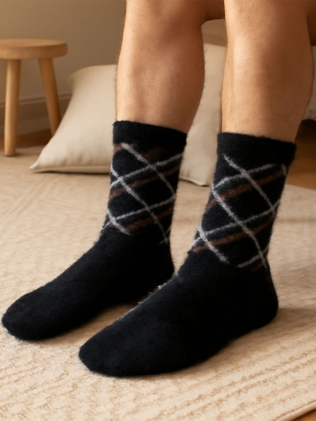 Cdeck Men Pure Wool Calf Length Socks