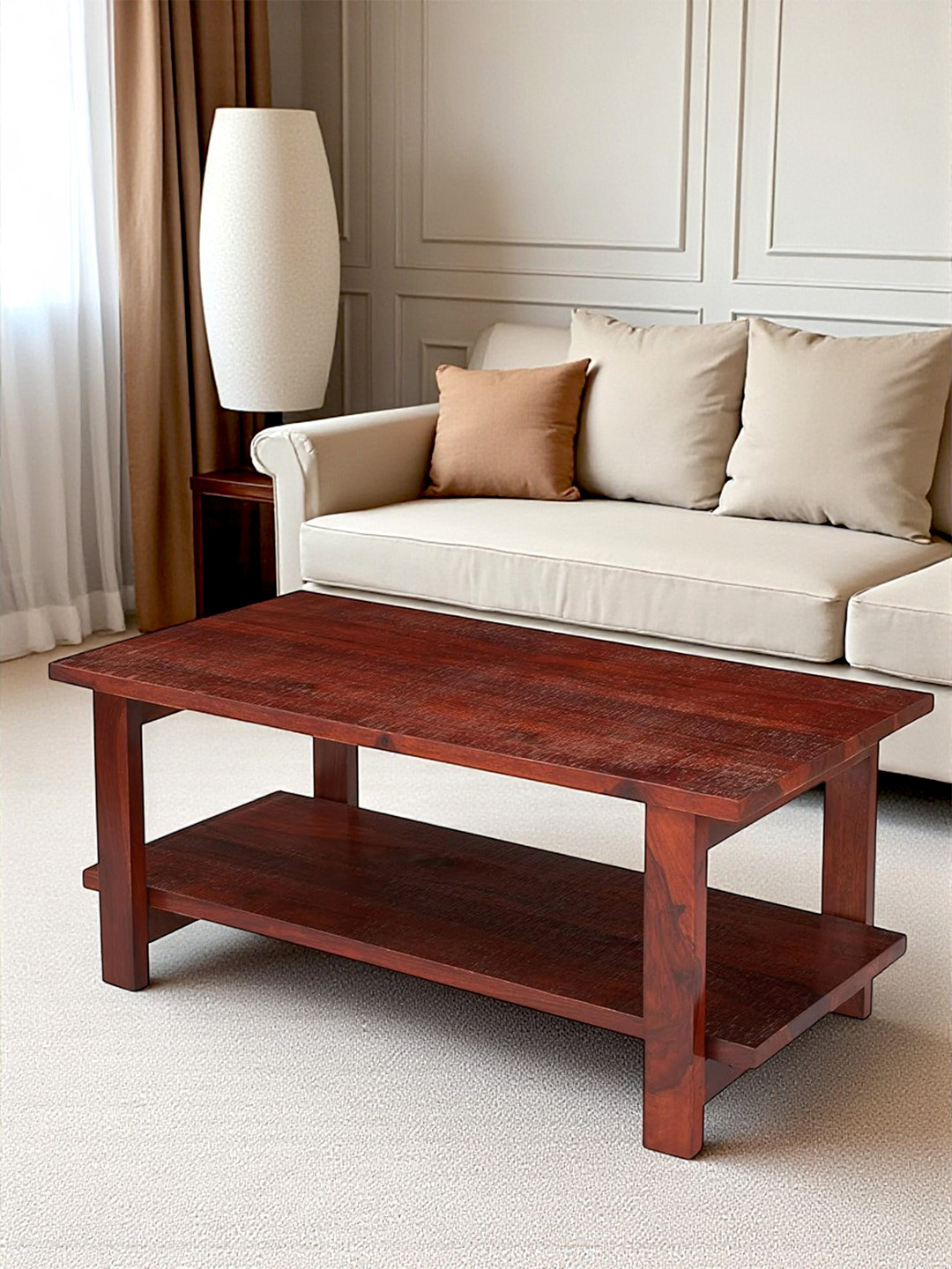 Ikiriya Sheesham Wood Contemporary Coffee Table In Honey Finish