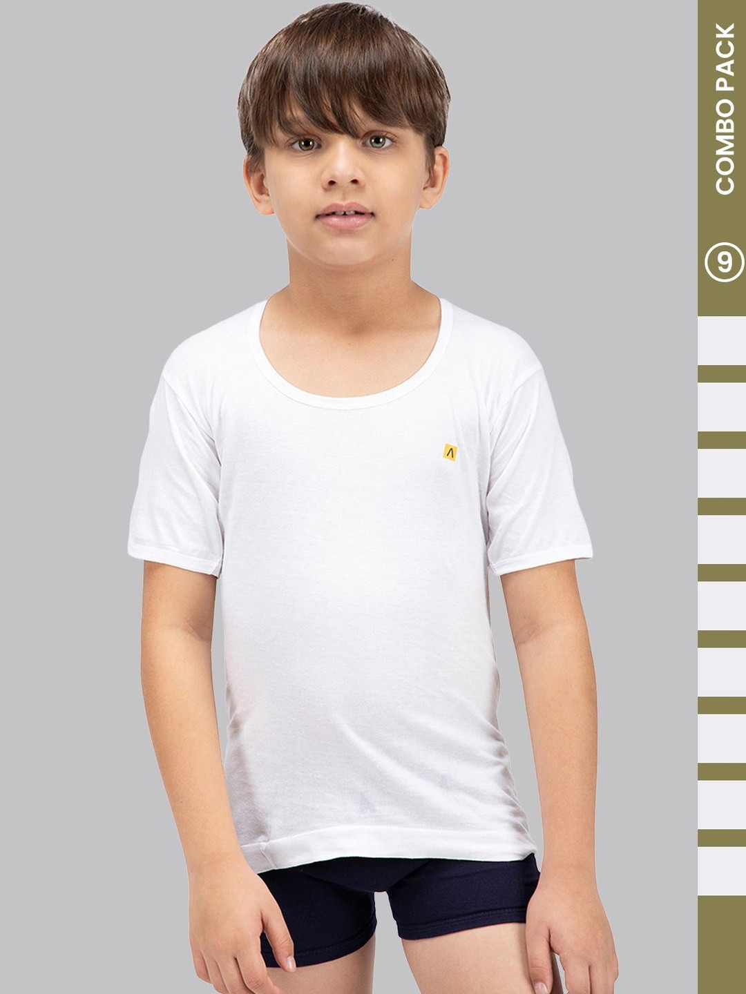 AMUL COMFY Kids Boy Pack of 9 Cotton Vest With Sleeves