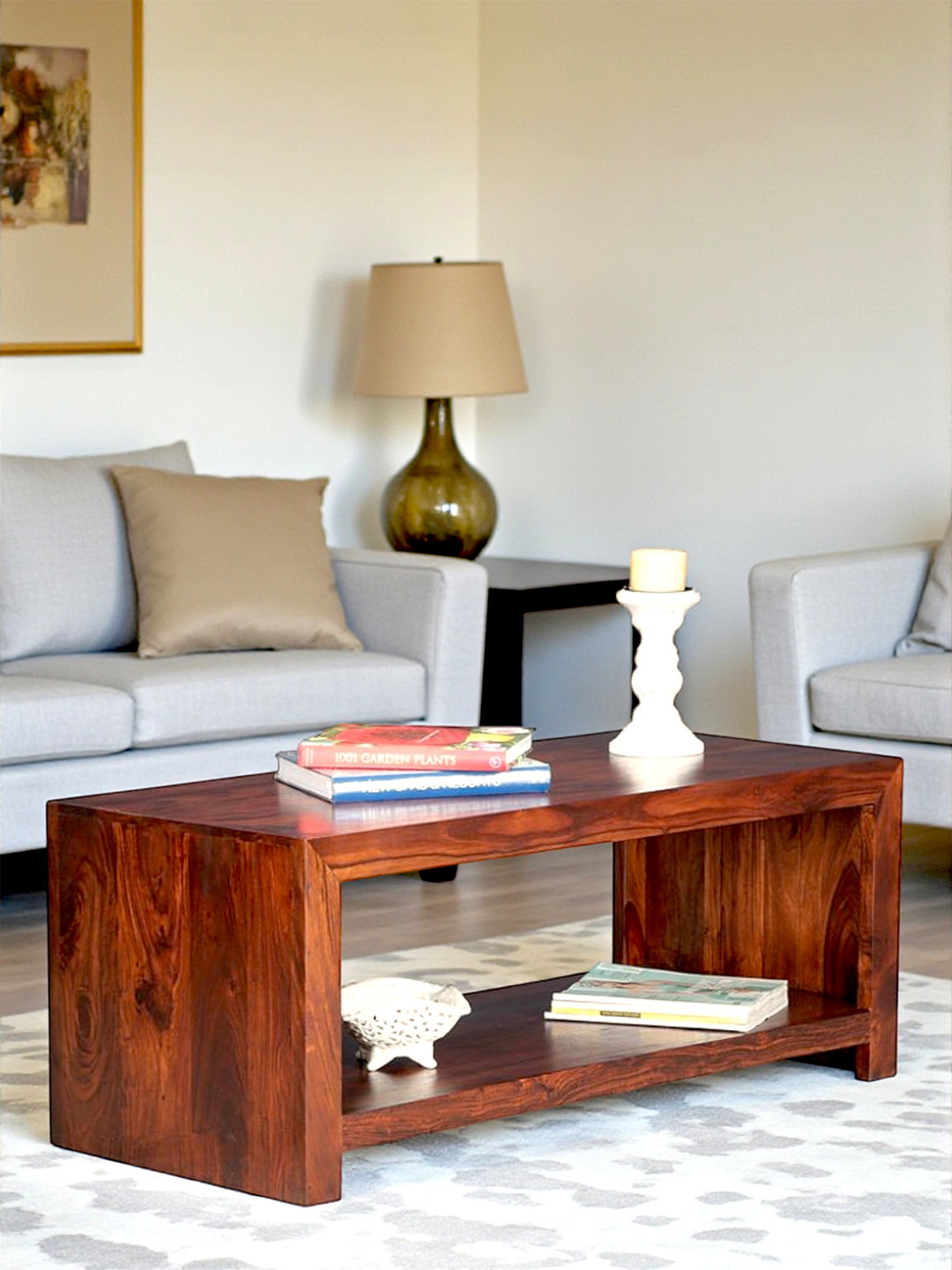 Ikiriya Sheesham Wood Contemporary Coffee Table In Honey Oak Finish
