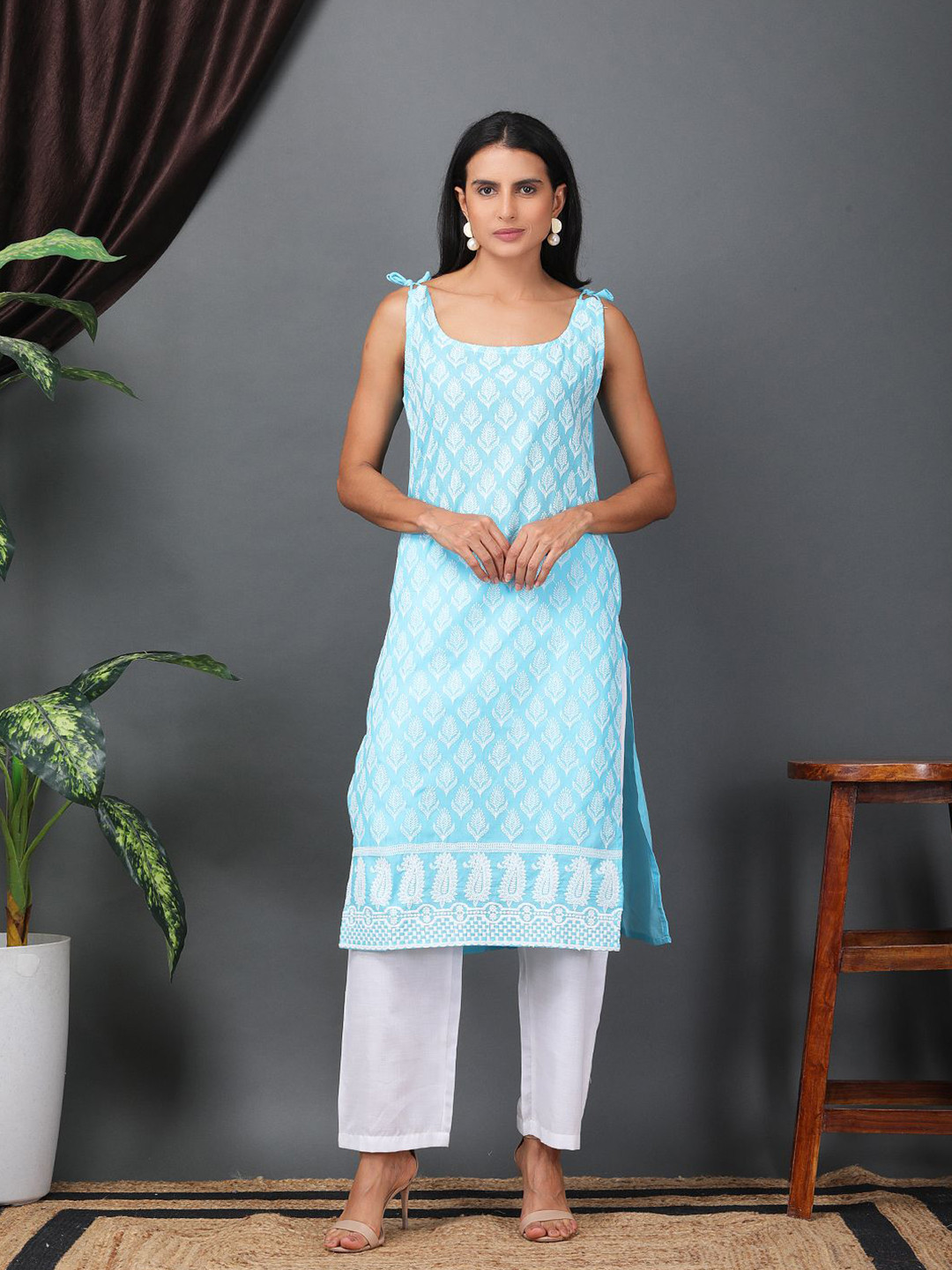 Sold For Style Women Embroidered Pure Cotton Straight Kurta