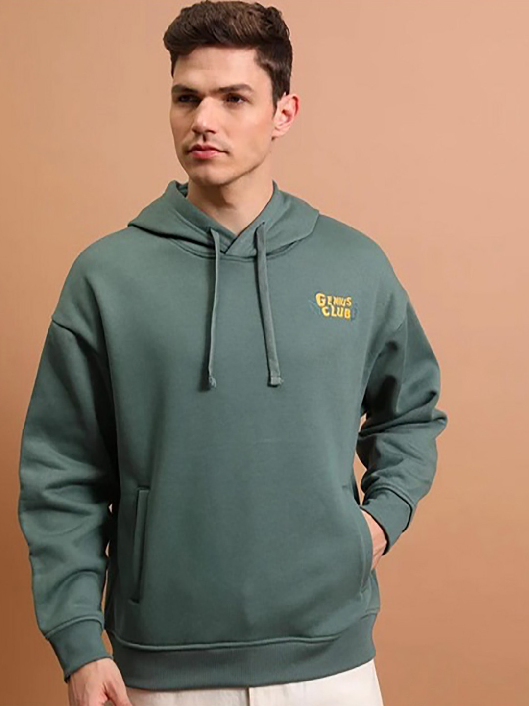 pezoz Men Typography Printed Hooded Storm-Fit Sweatshirt