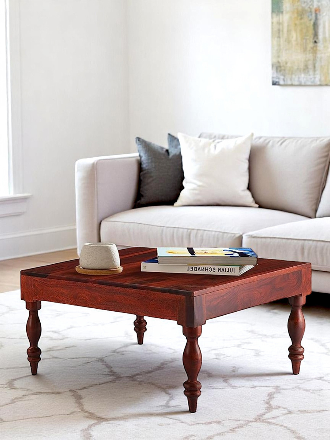Ikiriya Sheesham Wood Contemporary Coffee Table In Honey Finish