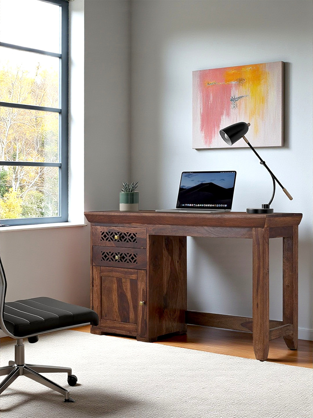 Ikiriya Sheesham Wood Study Computer Table (Provisional Teak Finish)