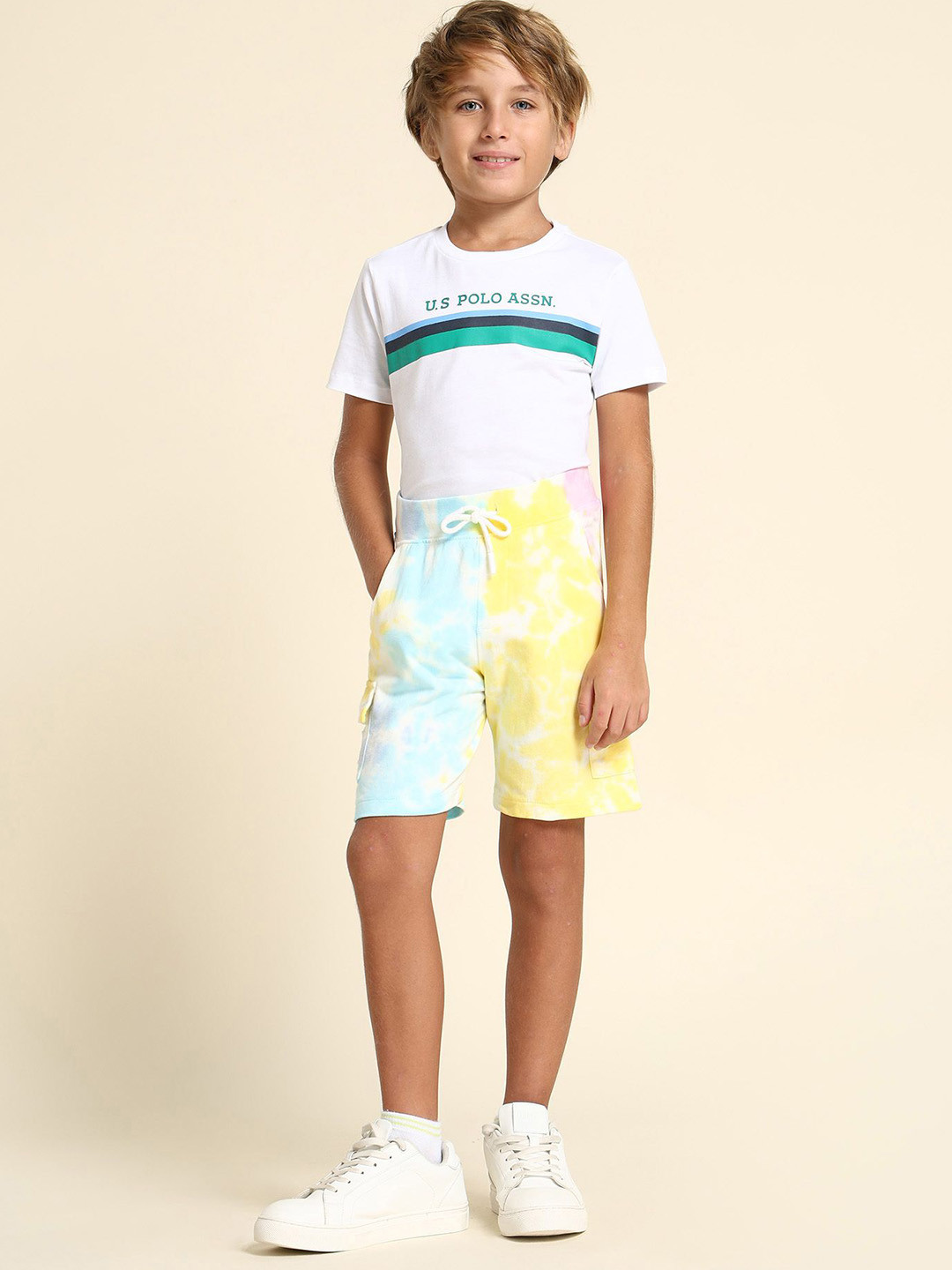U.S. Polo Assn. Kids Boys Tie And Dye Regular Fit Cargo Shorts