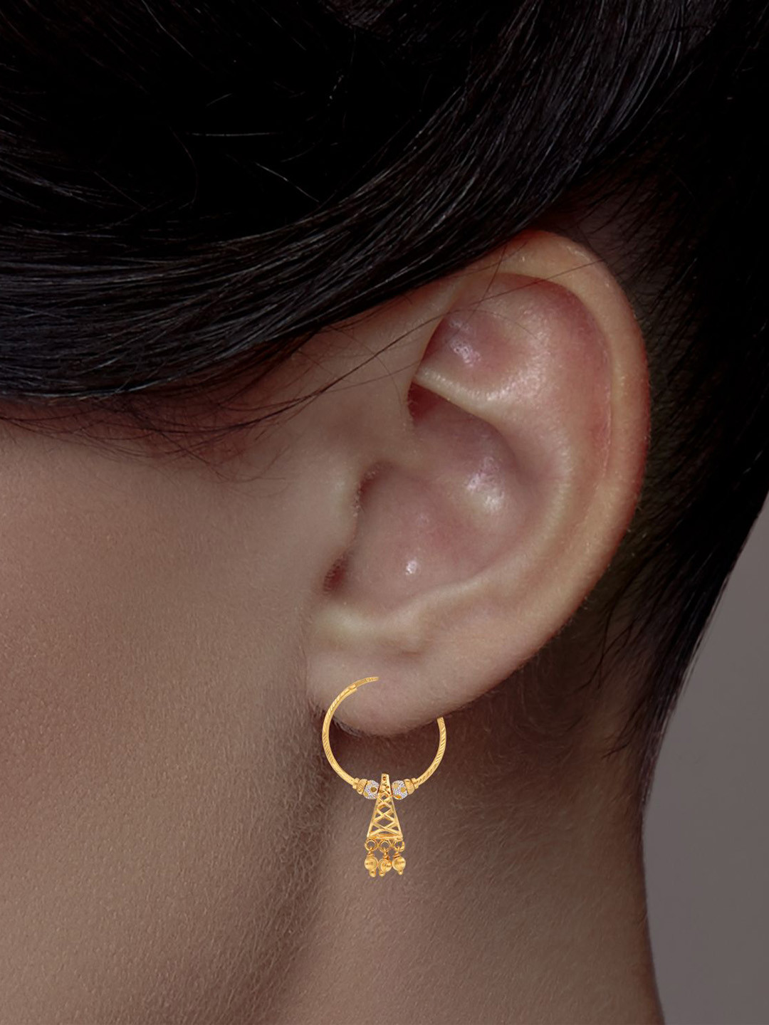 C KRISHNIAH CHETTY JEWELLERS PVT LTD Women 22Kt Gold Hoop Earrings - 6.59 g