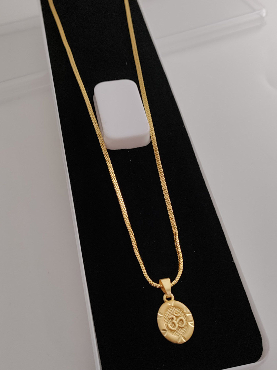 OM KRISHIV COLLECTION Gold Plated Oval Shaped Pendant