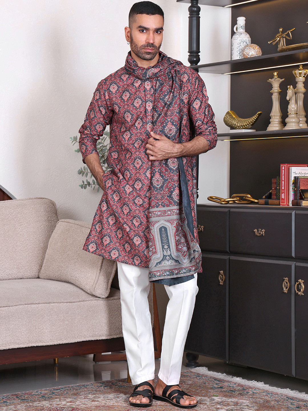 MANQ Men Printed Kurta & Dupatta