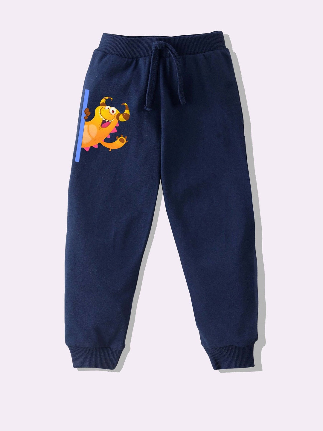 KAVEE Boys Pure Cotton Terry Knit Full Length Joggers With Toon Print