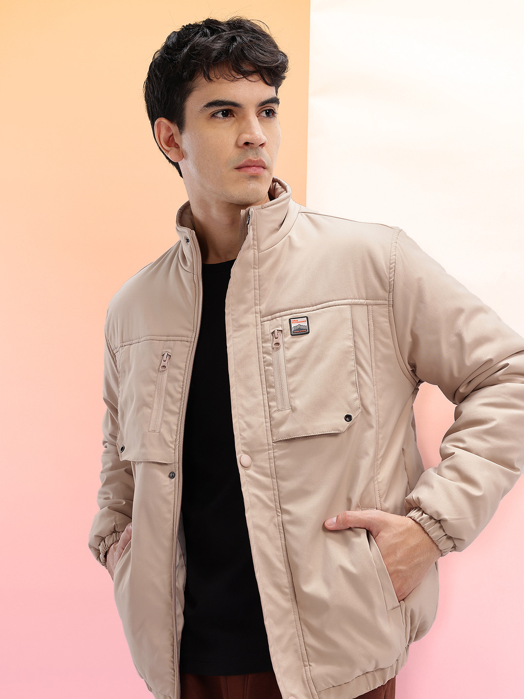 HRX by Hrithik Roshan Mock Collar Outdoor Bomber-Style Padded Jacket