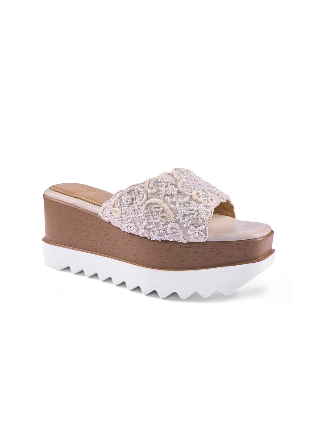 Anaar Women Custard Cloud Wedge Sandals