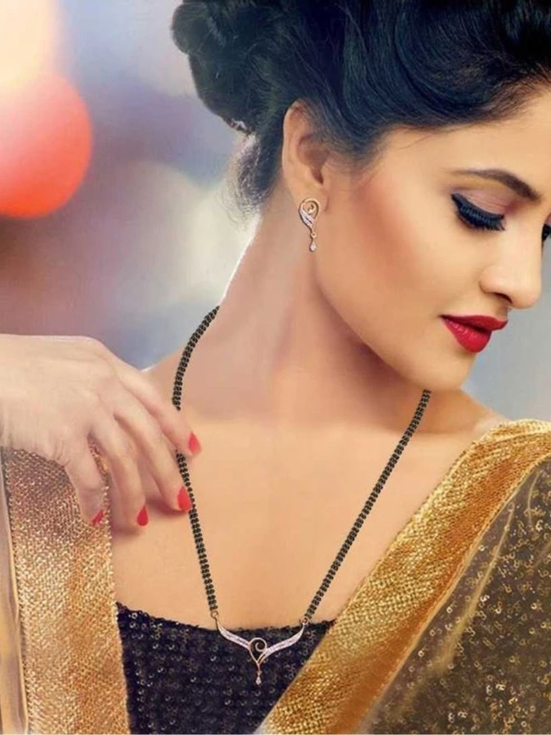 Supershop Gold-Plated Artificial Stones Mangalsutra