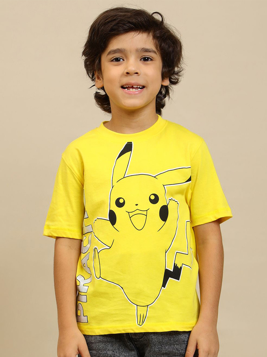 Kids Ville Boys Pokemon Graphic Printed Round Neck Pure Cotton Relaxed Fit T-shirt