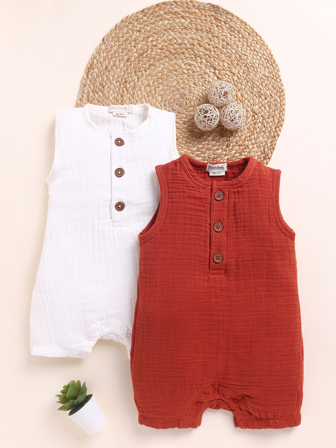 COT & CANDY Infants Cot & Candy Muslin Half Romper