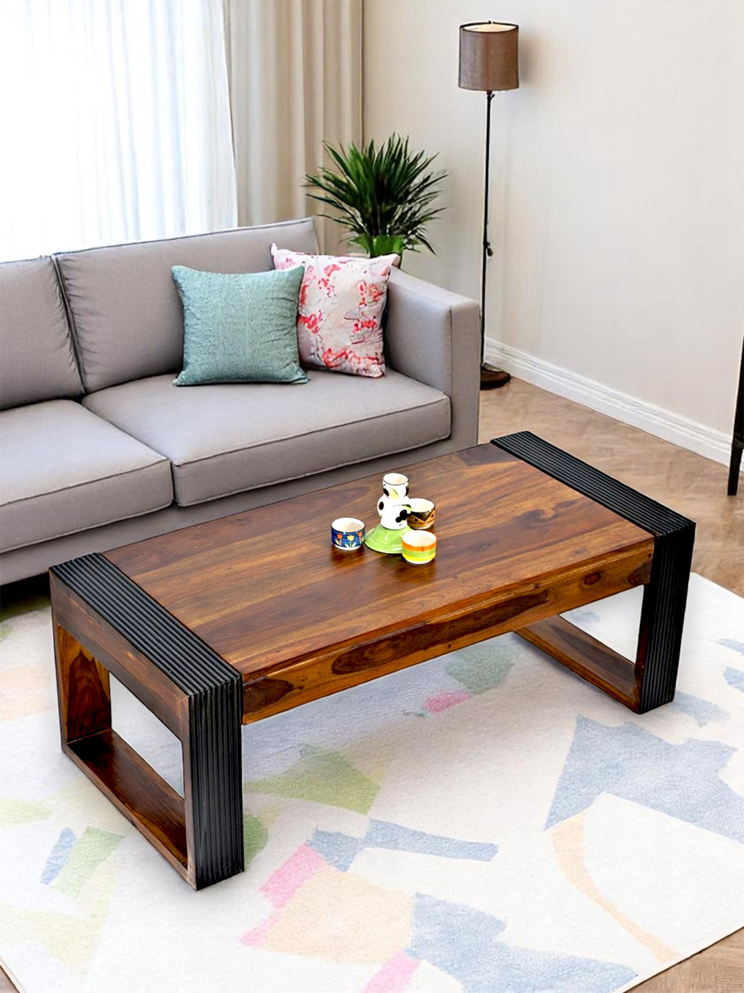 Ikiriya Sheesham Wood Contemporary Coffee Table In Provisional Teak Finish