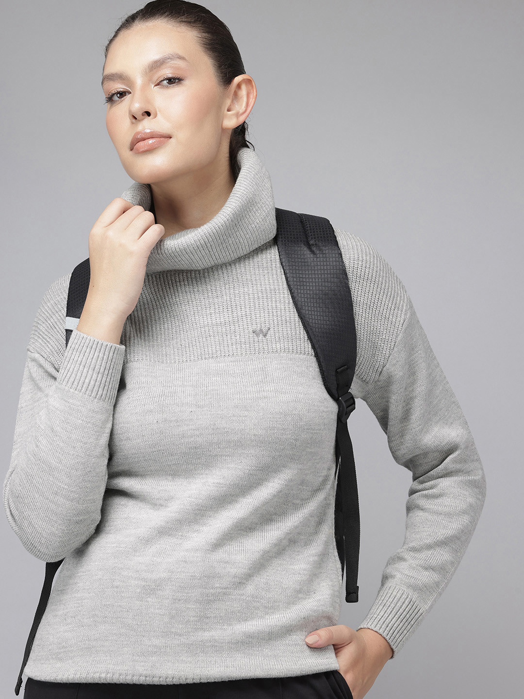 Wildcraft Self Design Textured Turtle Neck Outdoor Sweater