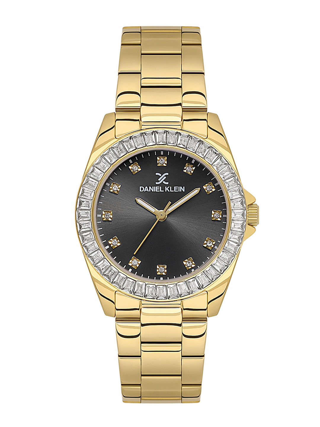 Daniel Klein IPG Gunmetal Sunray Women Dial & Stainless Steel Straps Watch DK.1.13950-3