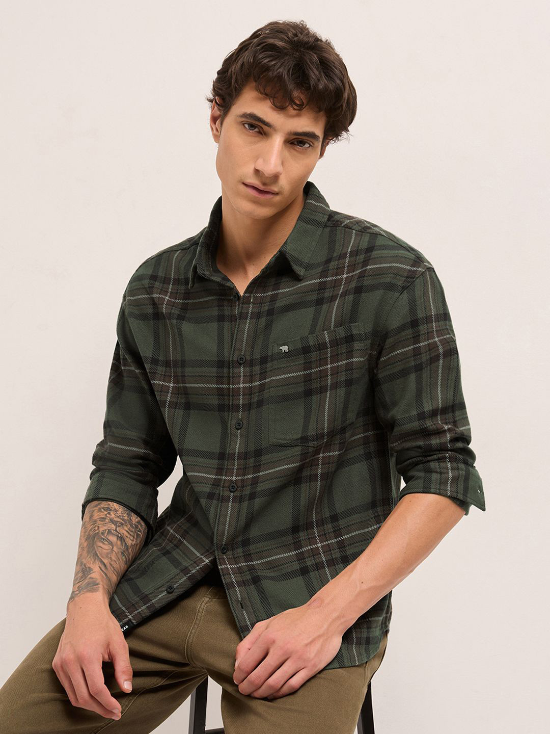 THE BEAR HOUSE Men Checked Cotton Shirt
