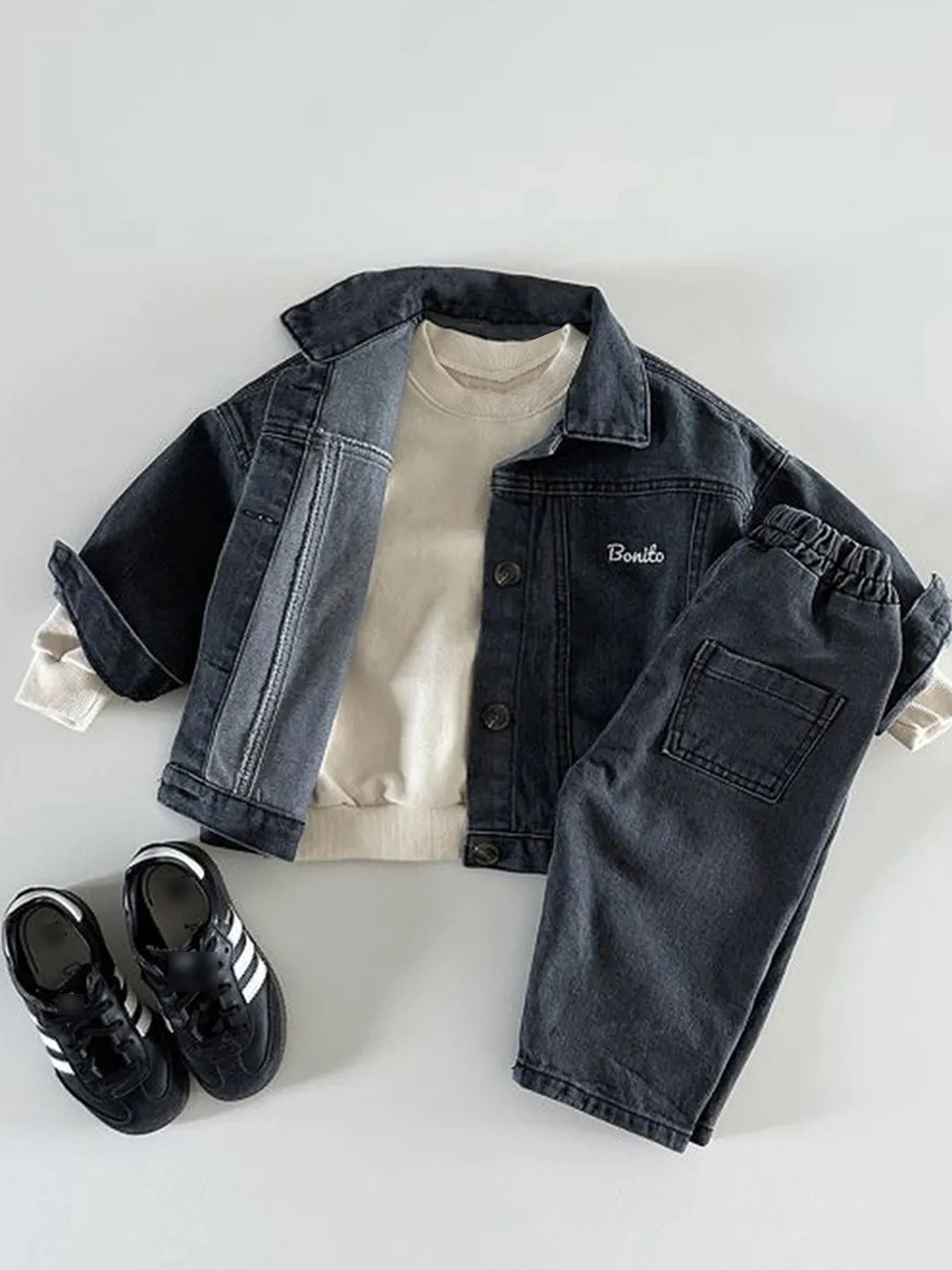 LULU & SKY Girls Collared Denim Jacket
