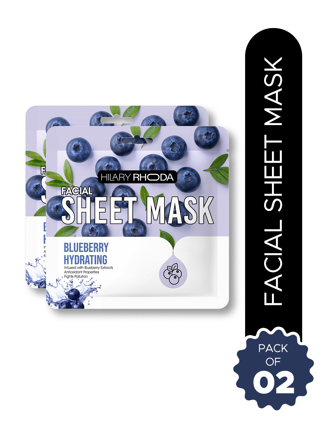 Hilary Rhoda Set Of 2 Blueberry Hydrating Sheet Mask- 20 g Each