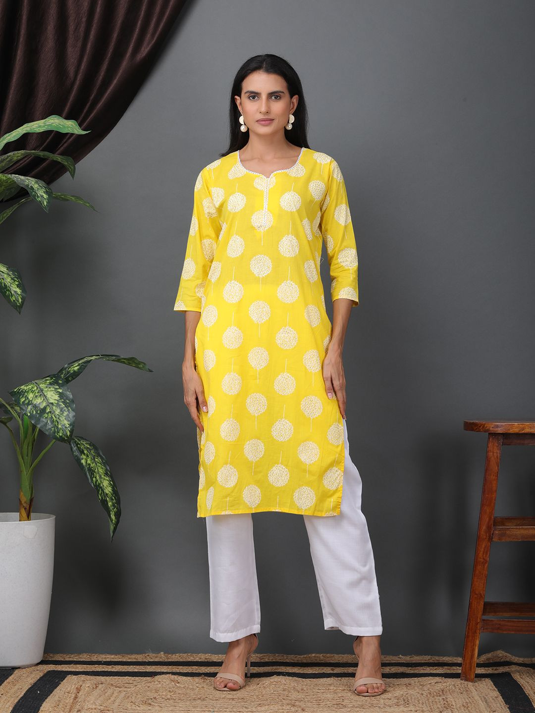 Sold For Style Women Ethnic Motifs Printed Daily Cotton Straight Kurta