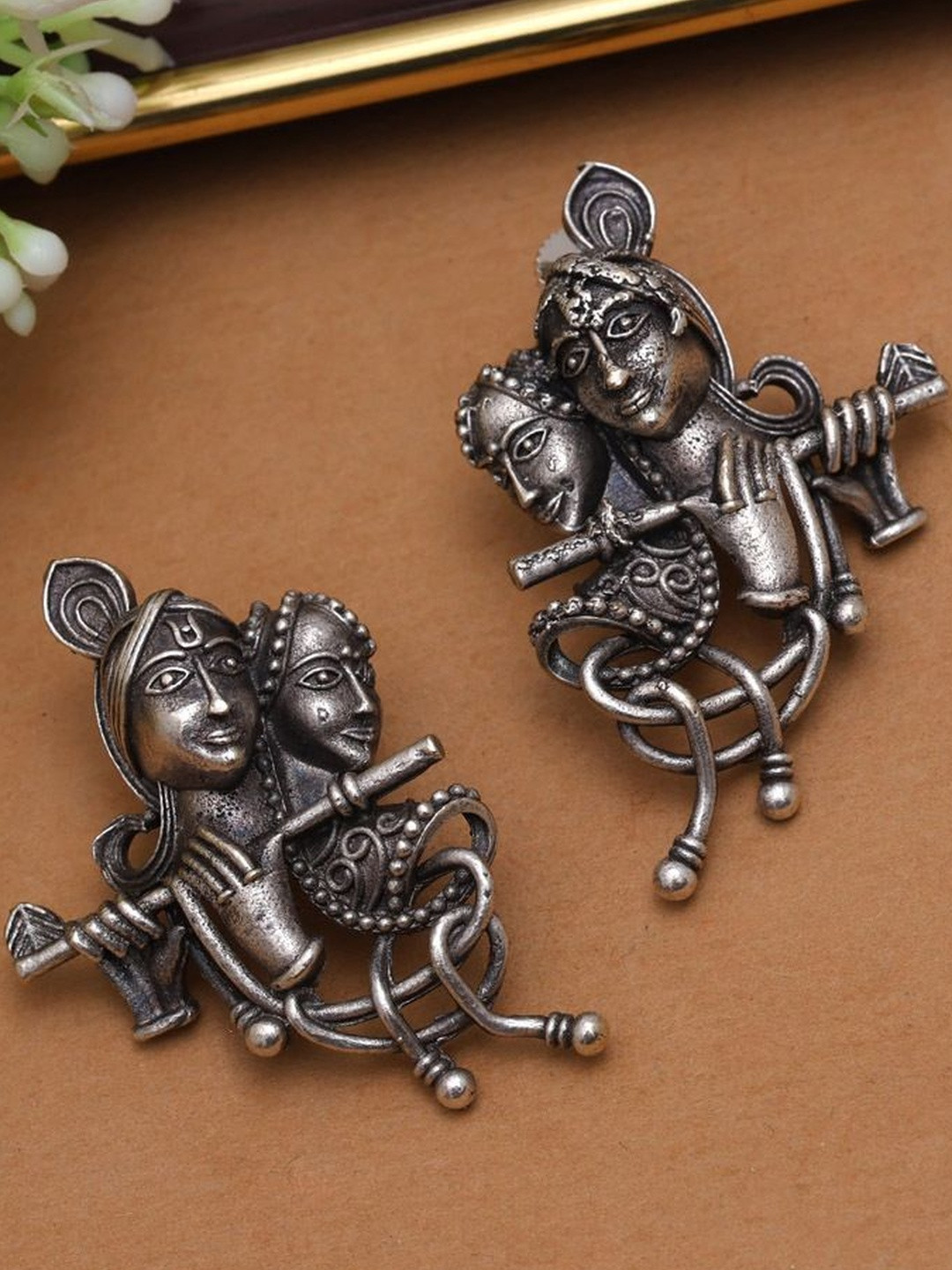 GAURANGI Silver-Plated Contemporary Shaped Studs