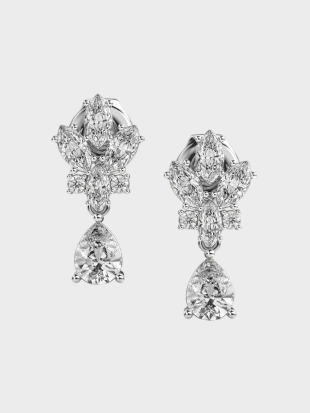 Jewelbox 18Kt White Gold Luminous Pear Drops Earrings With 0.61 Carat Diamond - 1.42 g
