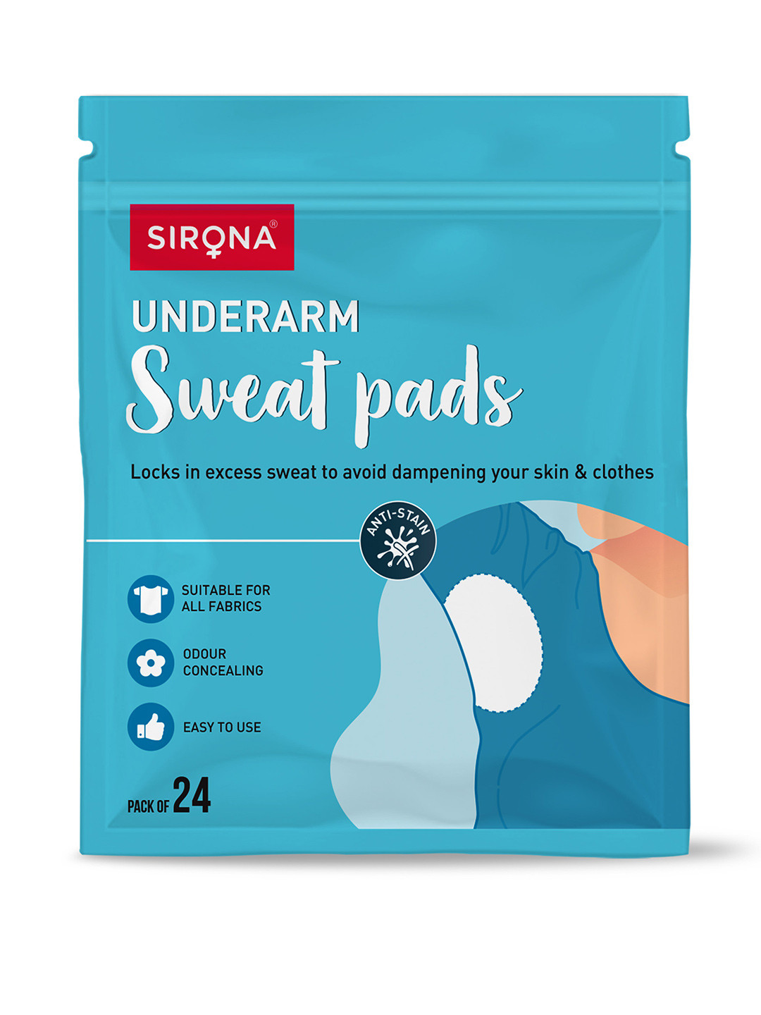 Sirona Under Arm Sweat Pads- 24 Pads