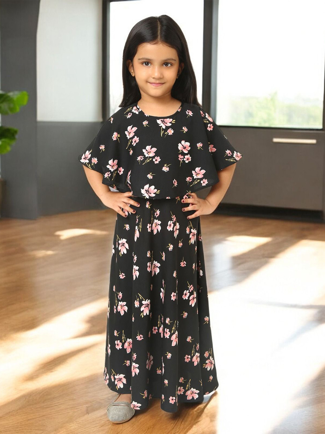 Tito Patito Girls Floral Printed Crepe Maxi Dress