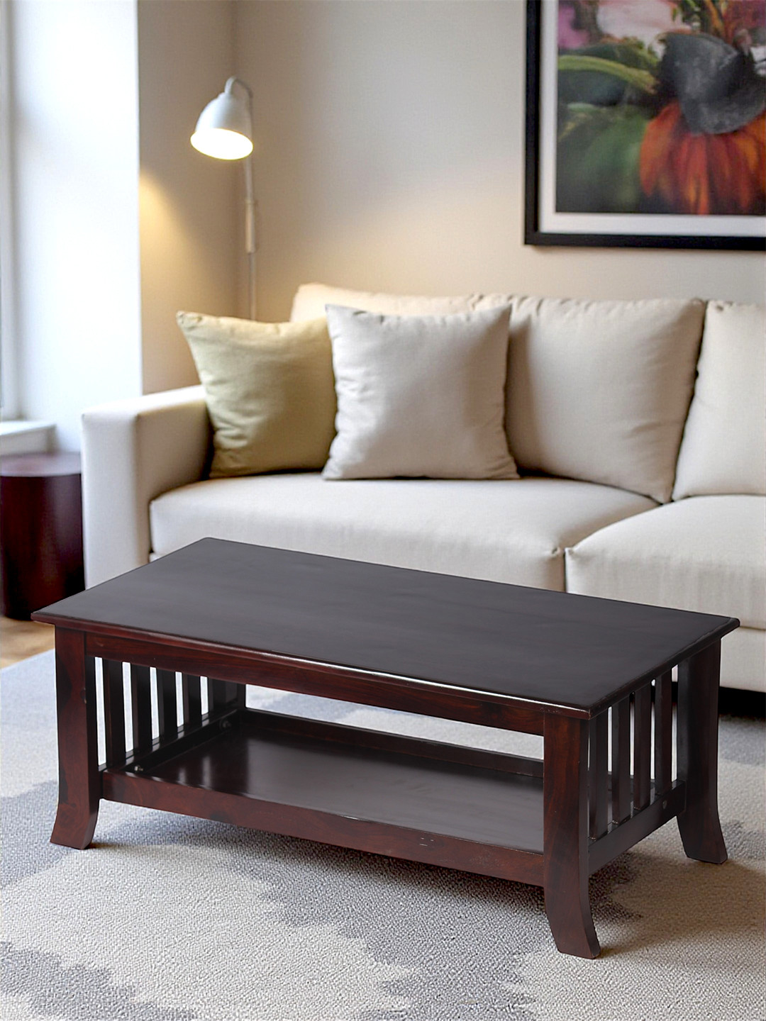 Ikiriya Sheesham Wood Accent Coffee Table In Dark Walnut Finish