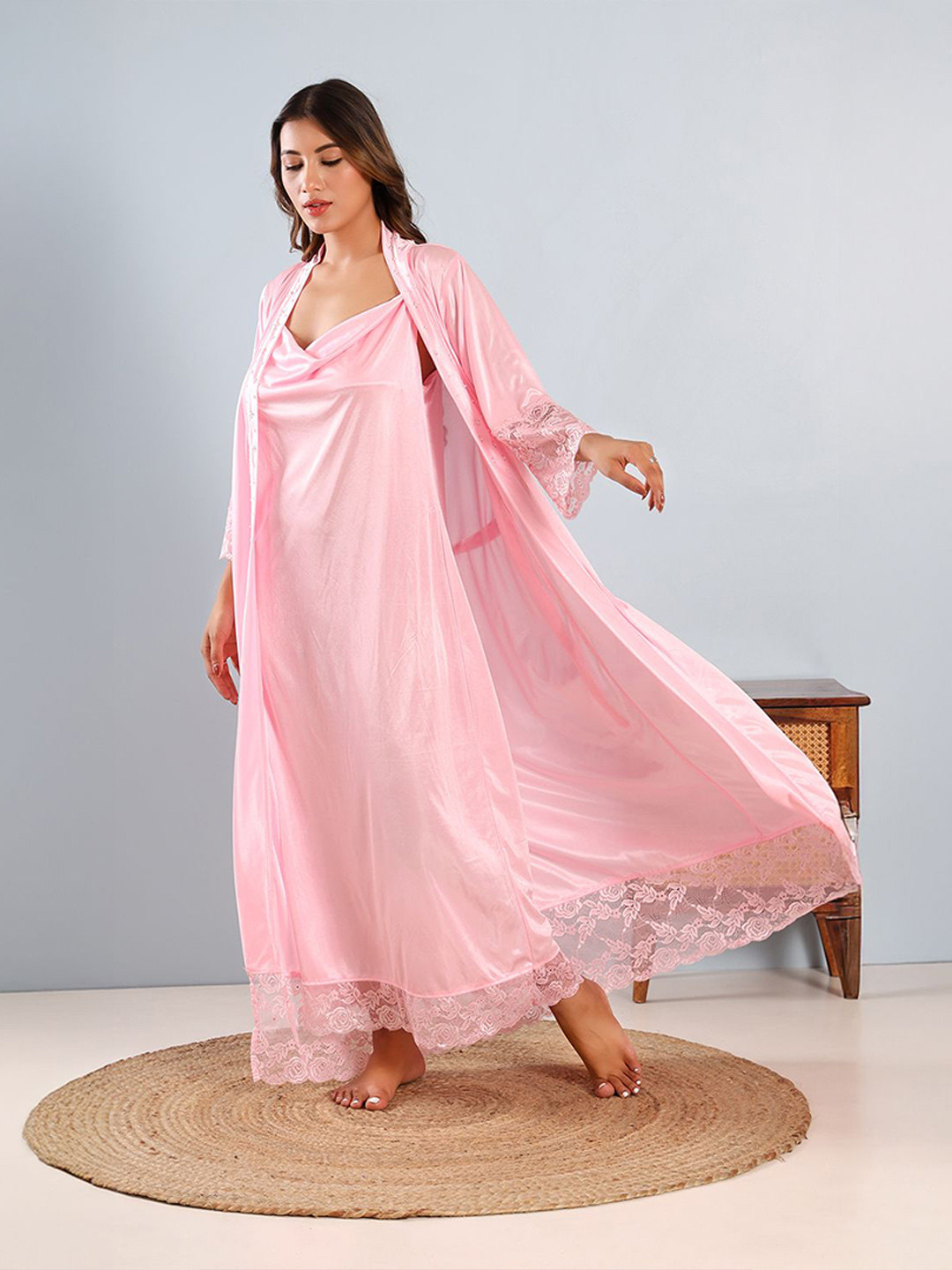HOUSE OF ELORRA Solid Maxi Wrap Nightdress