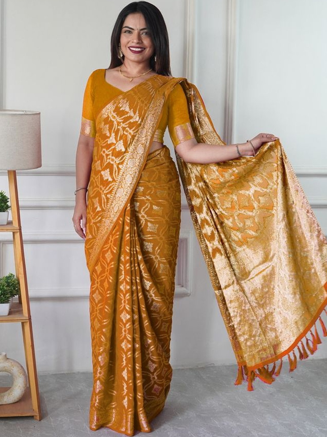 HERE&NOW Ethnic Motifs Zari Art Silk Handloom Kota Saree