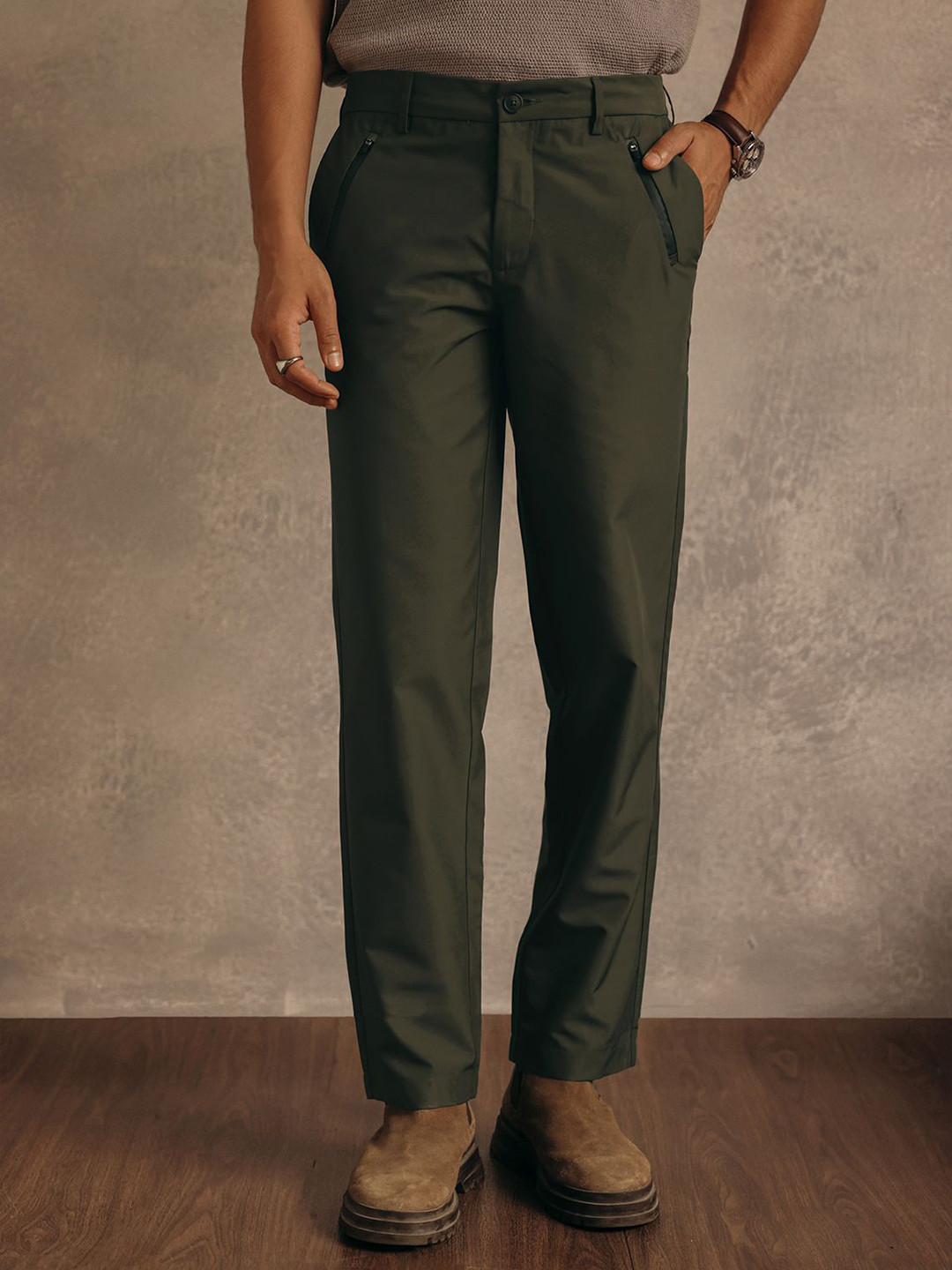 Andamen Escape Men Comfort Slim Fit Pocket Detail Trousers